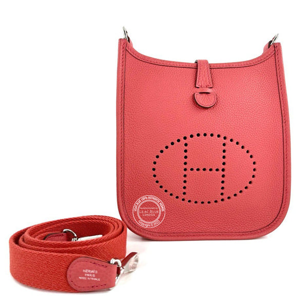 Hermès Evelyne 16cm Rouge Pivoine Mini Clemence PHW