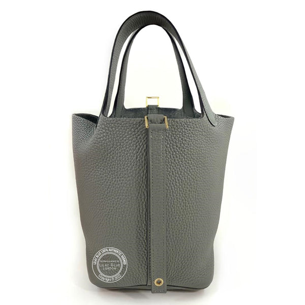Hermes Picotin 18cm Gris Meyer Clemence GHW