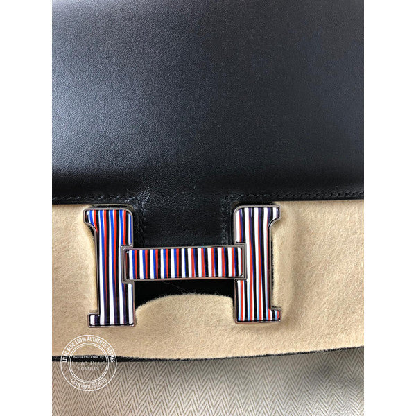 Hermès Constance 18cm Black Optique Veau Monsieur Enamel