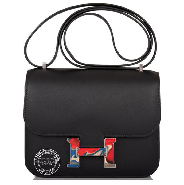 Hermès Constance 18cm Black Swift Marbled PHW