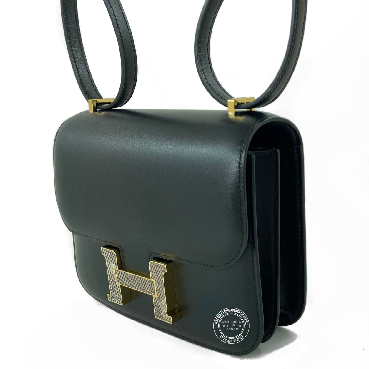 Hermes Constance 18cm Black Tadelakt Lizard & GHW