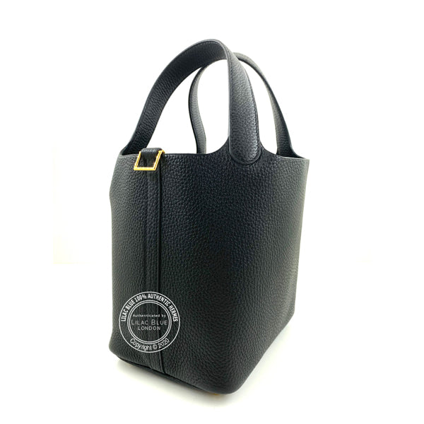 Hermes Picotin 18cm Black Clemence GHW