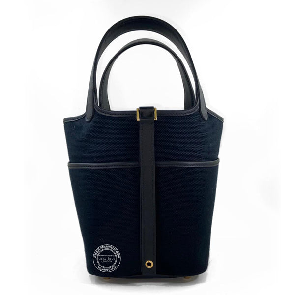Hermès Picotin 18cm Black Cargo Toile/Swift GHW