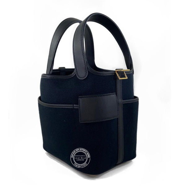 Hermès Picotin 18cm Black Cargo Toile/Swift GHW