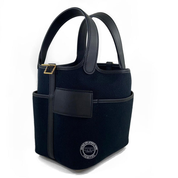 Hermès Picotin 18cm Black Cargo Toile/Swift GHW