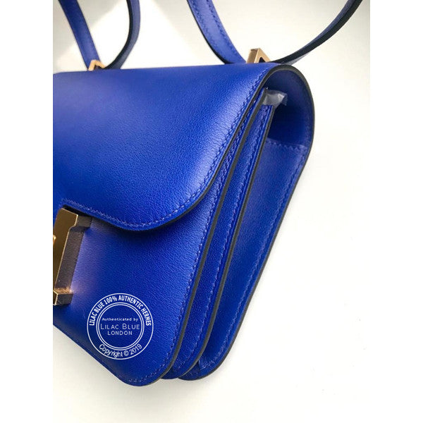 Hermès Constance 18cm Bleu Electrique Swift GHW