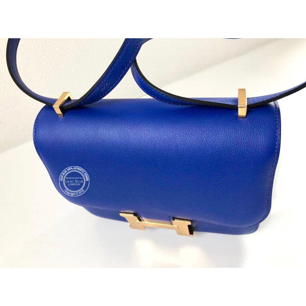 Hermès Constance 18cm Bleu Electrique Swift GHW