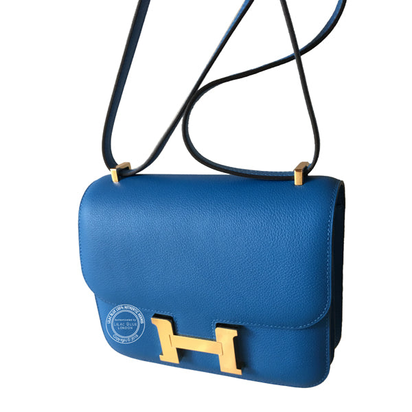 Hermès Constance 18cm Bleu Hydra Evercolor GHW