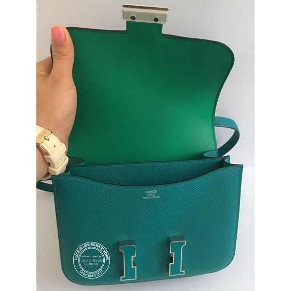 Hermès Constance 18cm Bleu Paon/Menthe Epsom PHW