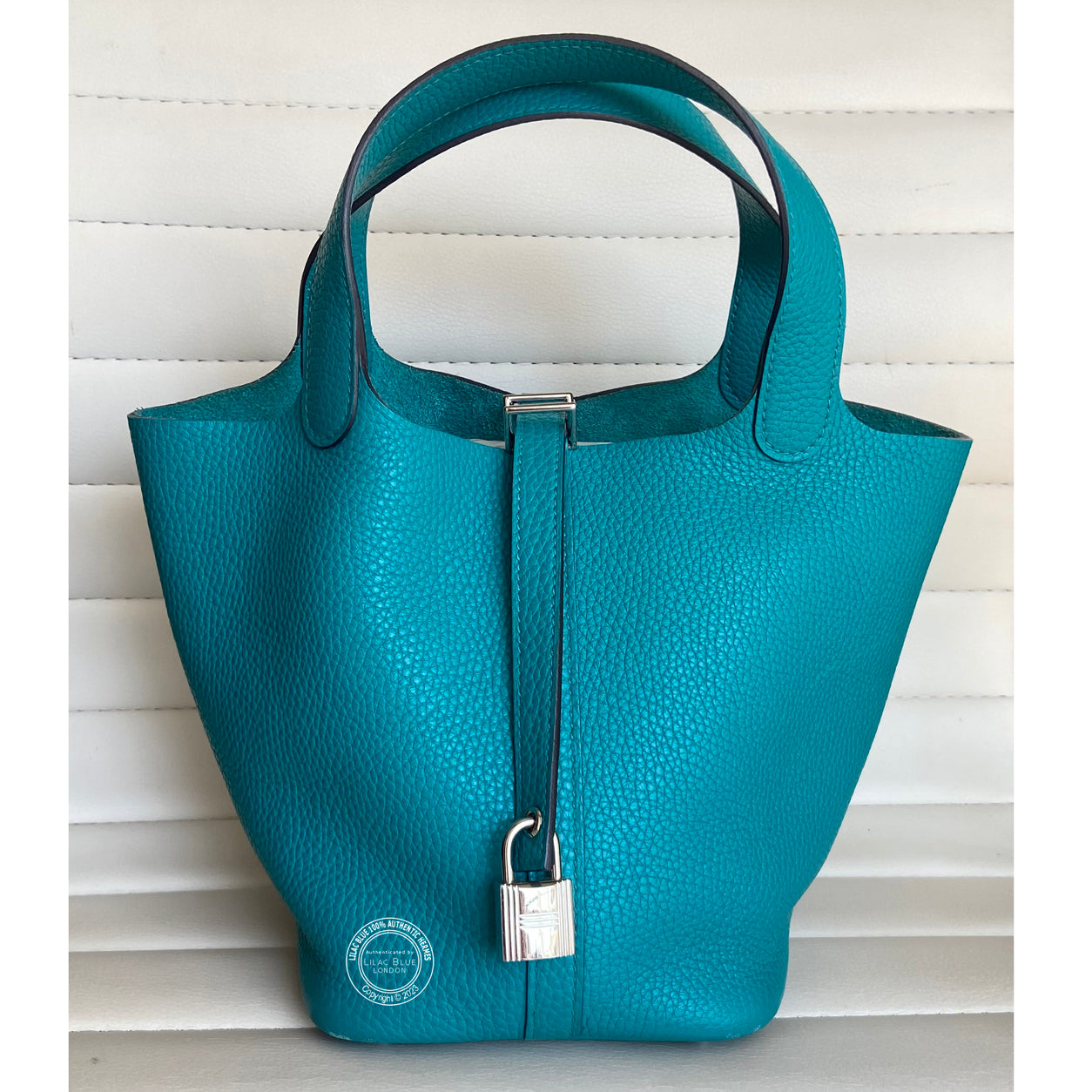 Hermès Picotin 18cm Bleu Paon Clemence PHW - Preloved