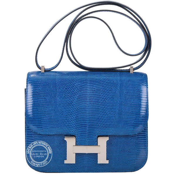 Hermès Constance 18cm Bleu Saphir Lizard PHW