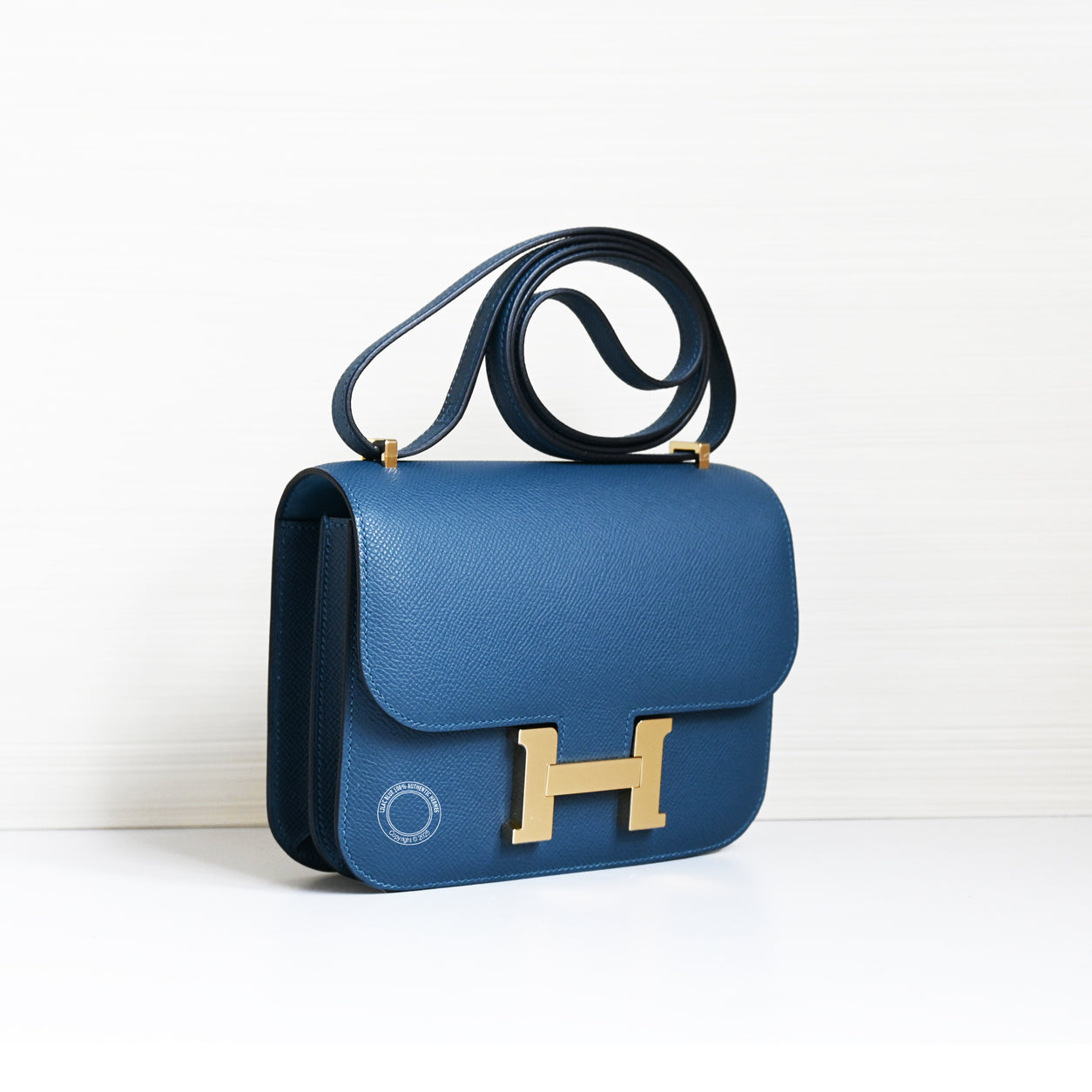Hermes Constance 18cm Bleu Thalassa Epsom GHW
