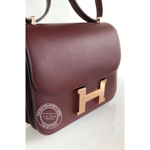Hermès Constance 18cm Bordeaux Swift RGHW