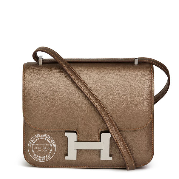 Hermès Constance Metallic Bronze Chevre Ruthenium - Preloved