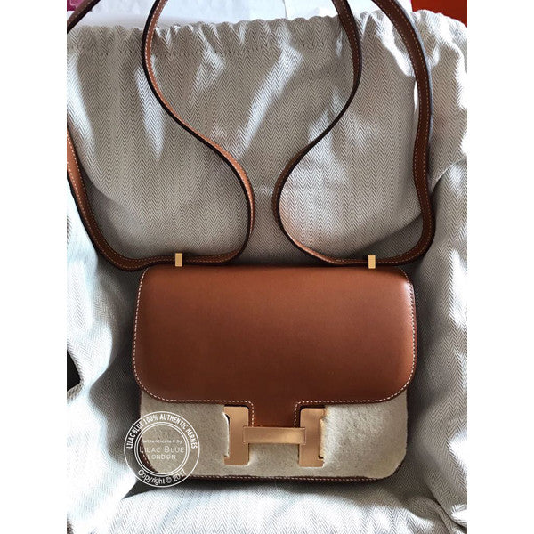 Hermès Constance 18cm Fauve Barenia GHW