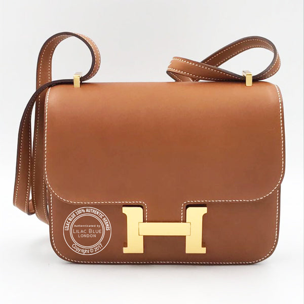 Hermès Constance 18cm Fauve Barenia GHW