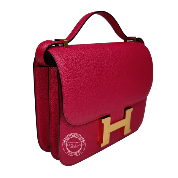 Hermès Constance 18cm Framboise Chevre GHW