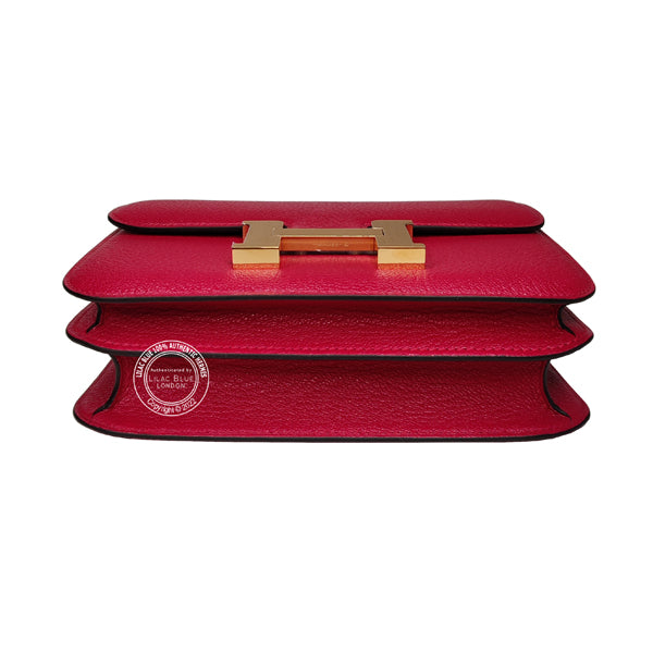 Hermès Constance 18cm Framboise Chevre GHW