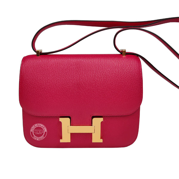 Hermès Constance 18cm Framboise Chevre GHW