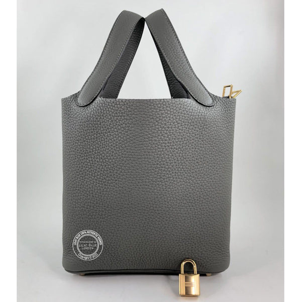 Hermes Picotin 18cm Gris Meyer Clemence GHW