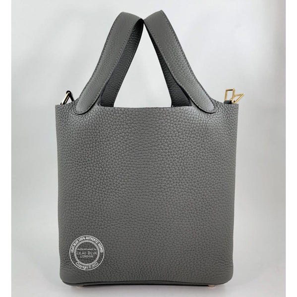 Hermes Picotin 18cm Gris Meyer Clemence GHW