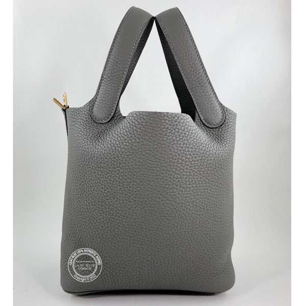 Hermes Picotin 18cm Gris Meyer Clemence GHW