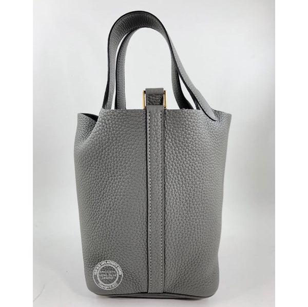 Hermes Picotin 18cm Gris Meyer Clemence GHW