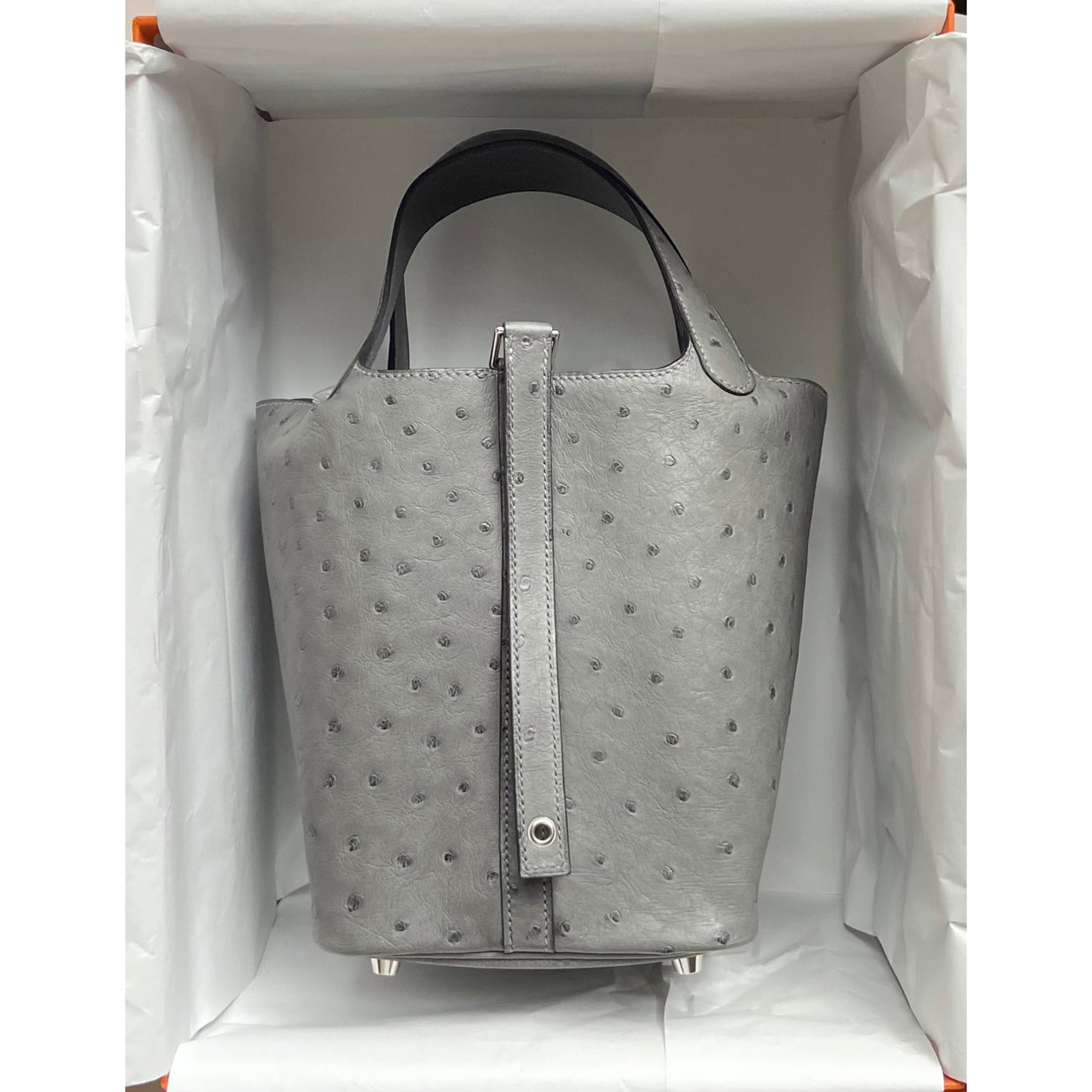 Hermès Picotin 18cm Gris Meyer Ostrich PHW