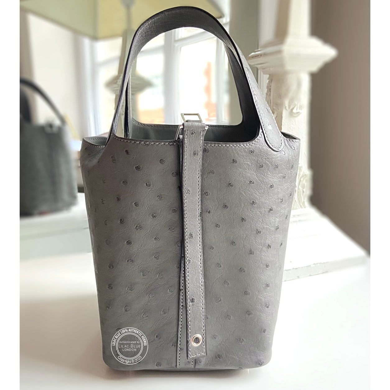 Hermès Picotin 18cm Gris Meyer Ostrich PHW