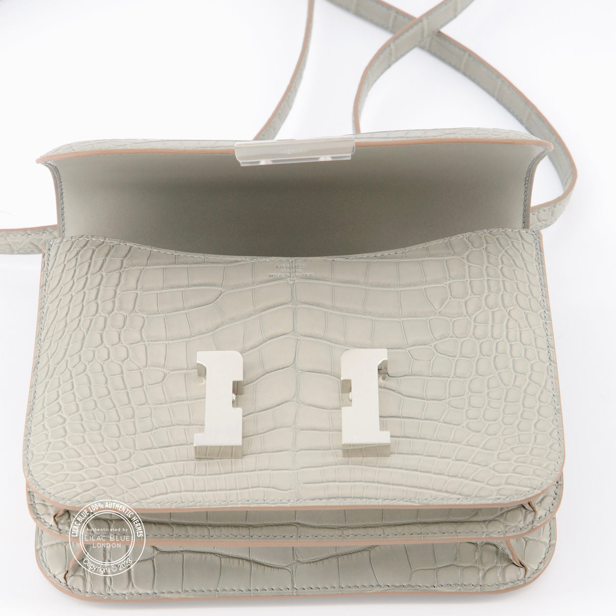 Hermès Constance 18cm Gris Perle Matte Alligator PHW