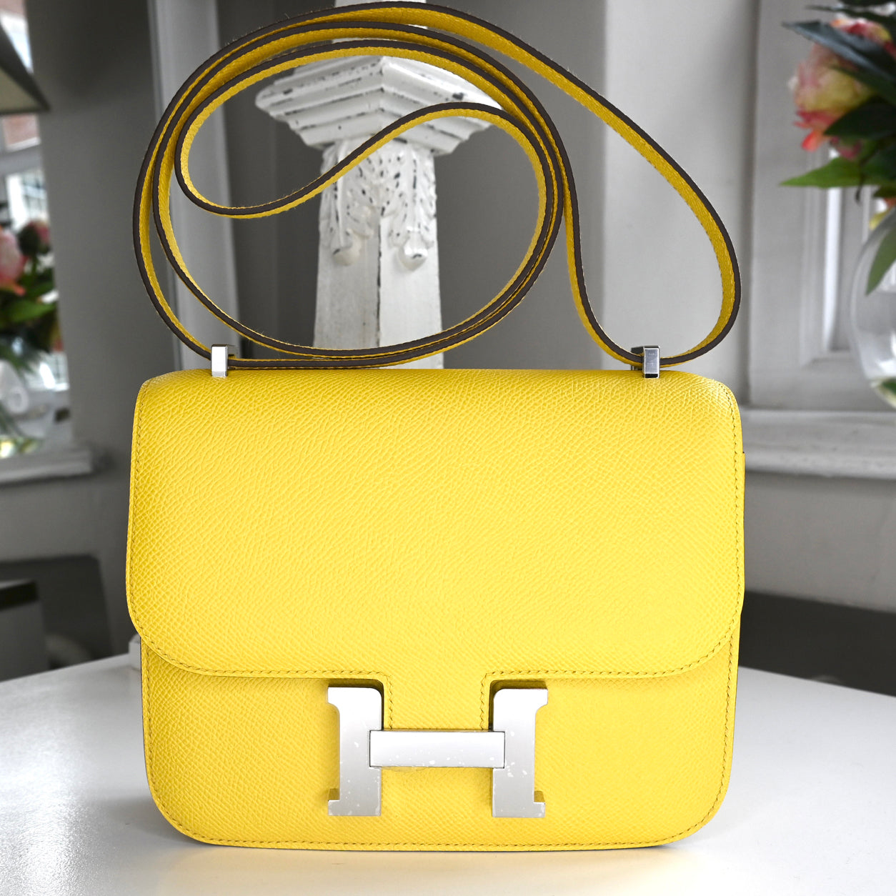 Hermès Constance 18cm Jaune Citron Epsom PHW