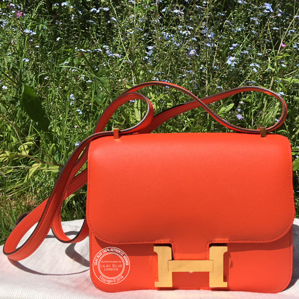 Hermès Constance 18cm Orange Poppy Swift GHW