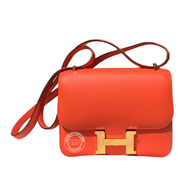 Hermès Constance 18cm Orange Poppy Swift GHW