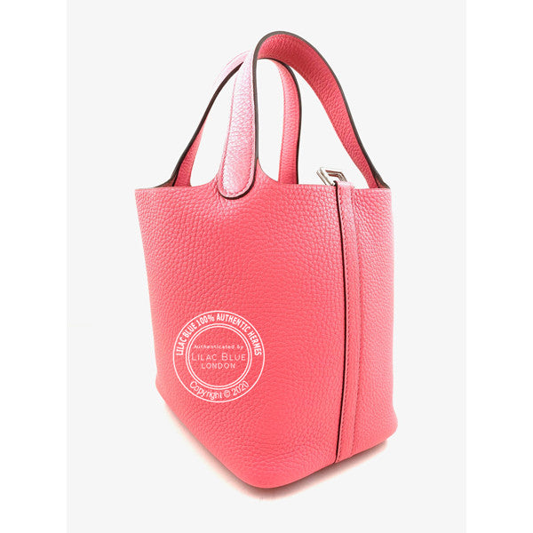 Hermès Picotin 18cm Rose Azalee Clemence PHW