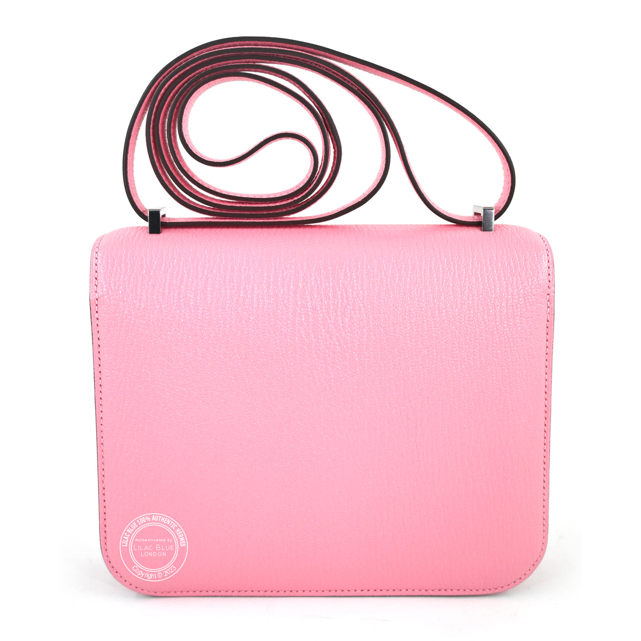 Hermes Constance 18cm Verso Rose Confetti/Sanguine Chevre PHW