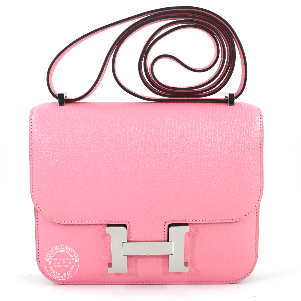 Hermes Constance 18cm Verso Rose Confetti/Sanguine Chevre PHW