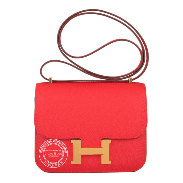 Hermès Constance 18cm Rouge de Coeur Epsom GHW