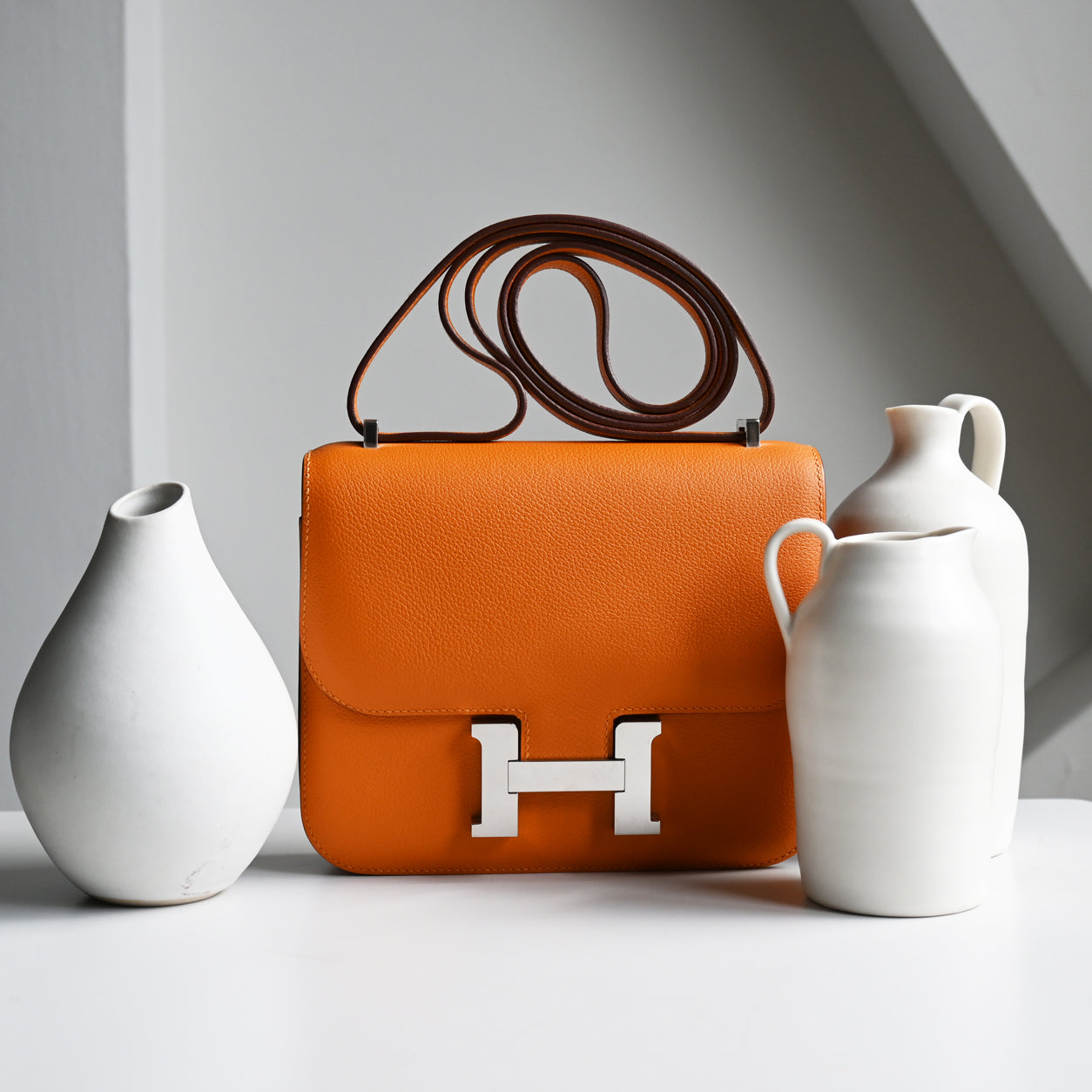 Hermes Constance 18cm Tangerine Verso Epsom PHW - Preloved