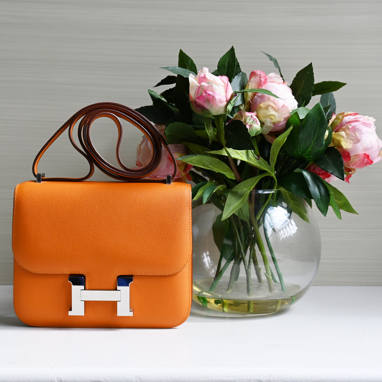 Hermes Constance 18cm Tangerine Verso Epsom PHW - Preloved