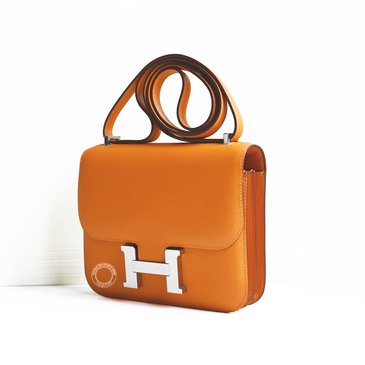 Hermes Constance 18cm Tangerine Verso Epsom PHW - Preloved