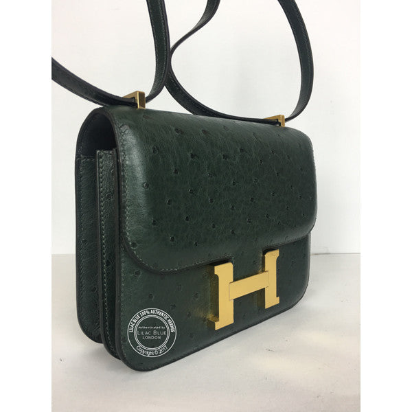 Hermès Constance 18cm Vert Titien Ostrich GHW