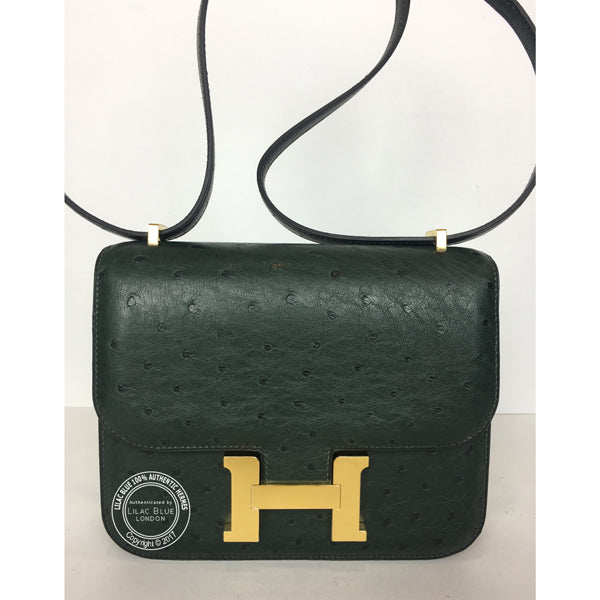 Hermès Constance 18cm Vert Titien Ostrich GHW