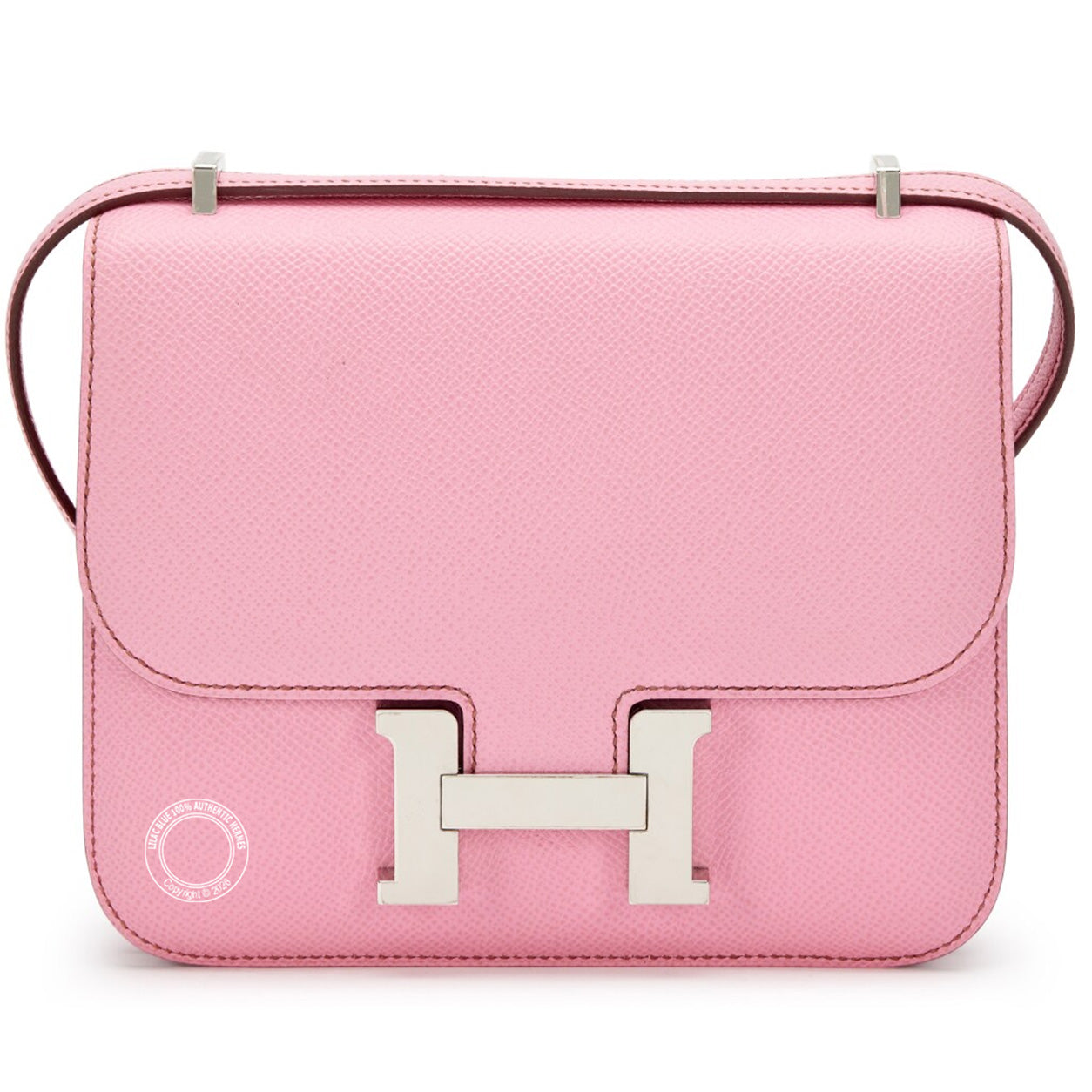 18cm Bubblegum Constance in Epsom leather with palladium hardware
