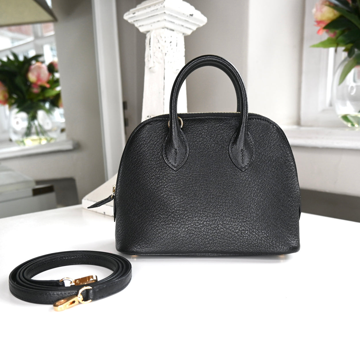 Hermès Bolide 1923 19cm Black Chevre GHW
