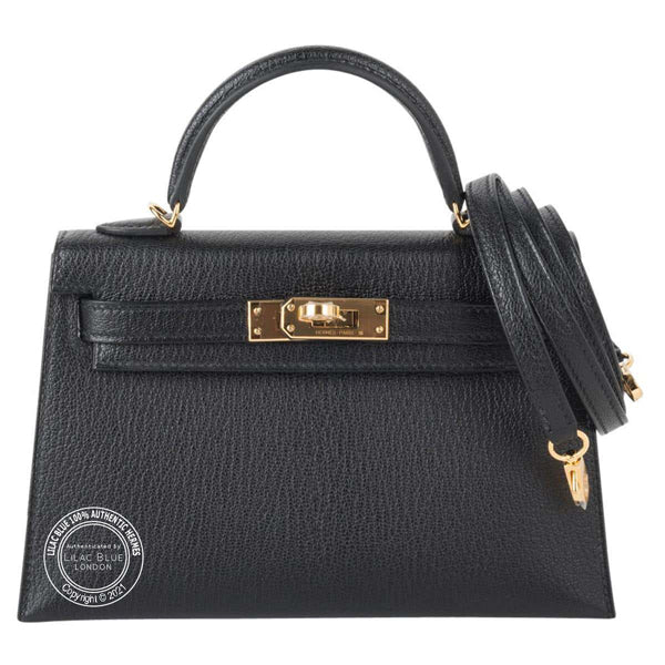 Hermès Kelly 20cm Black Chevre GHW