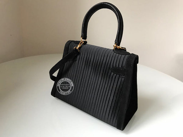 Hermès Kelly 20cm Black Silk/Suede, GHW - Vintage