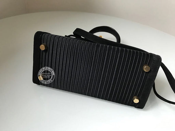 Hermès Kelly 20cm Black Silk/Suede, GHW - Vintage