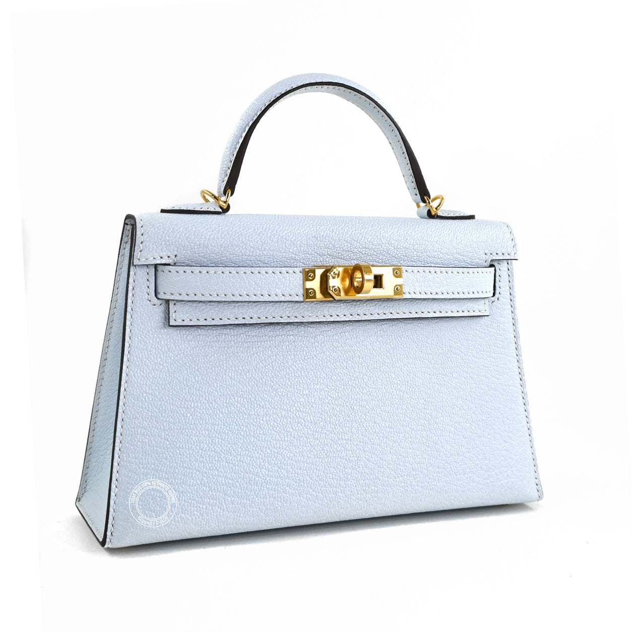 Hermes Kelly 20cm Bleu Brume Chevre GHW