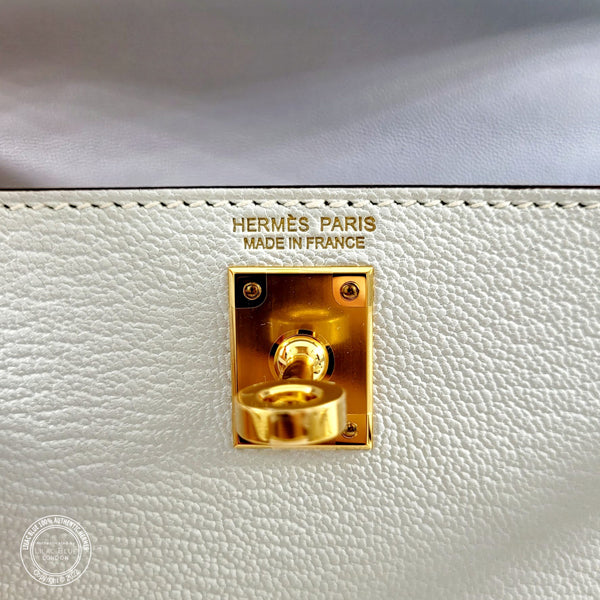 Hermes Kelly 20cm Bleu Brume Chevre GHW