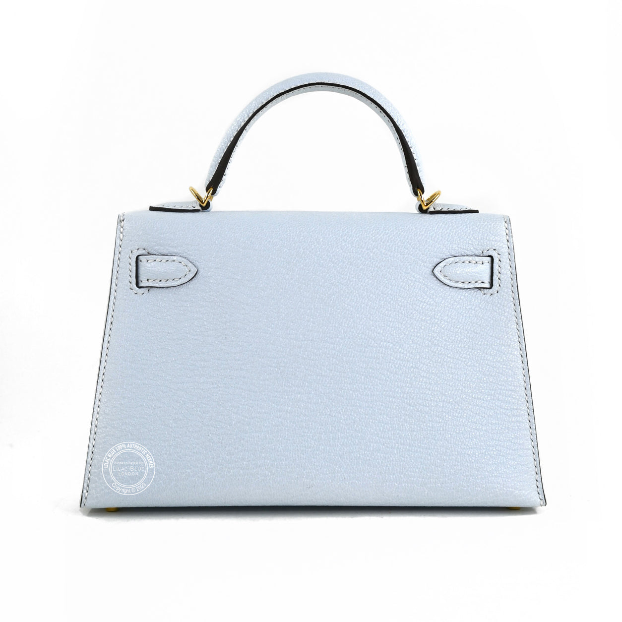 Hermes Kelly 20cm Bleu Brume Chevre GHW